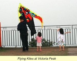 flying kites at Victoria Peak
