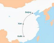 China Tour Map Flight from Xian to Guilin