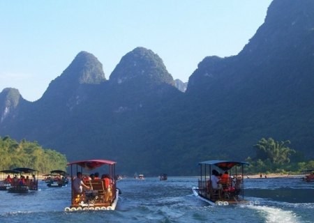 Raft boats in the Li River