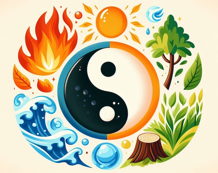 Ying and Yang Symbol and the five elements